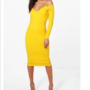 Boohoo off the shoulder dress